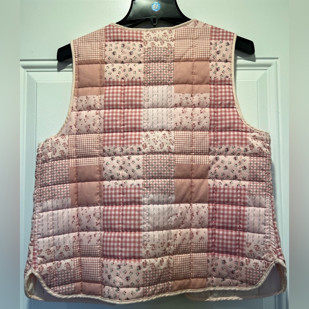 Stoosh Pink Patch Bow Tie Quilted Patchwork Vest … - image 5